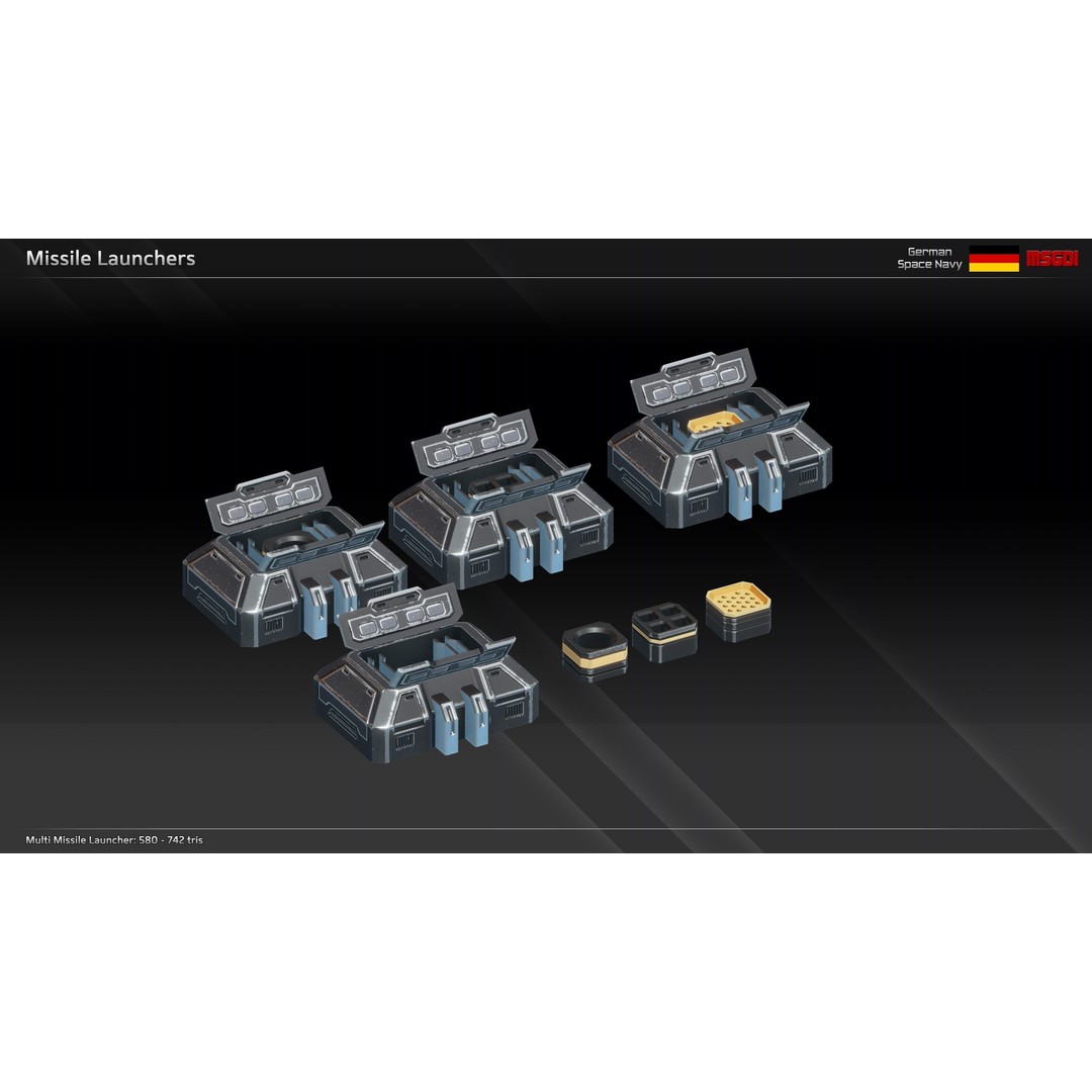Fafnir Class Spaceship 3D Model – Low Poly Game Asset, FBX, OBJ - View 4