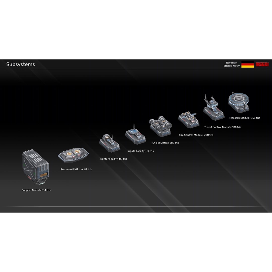 Fafnir Class Spaceship 3D Model – Low Poly Game Asset, FBX, OBJ - View 6