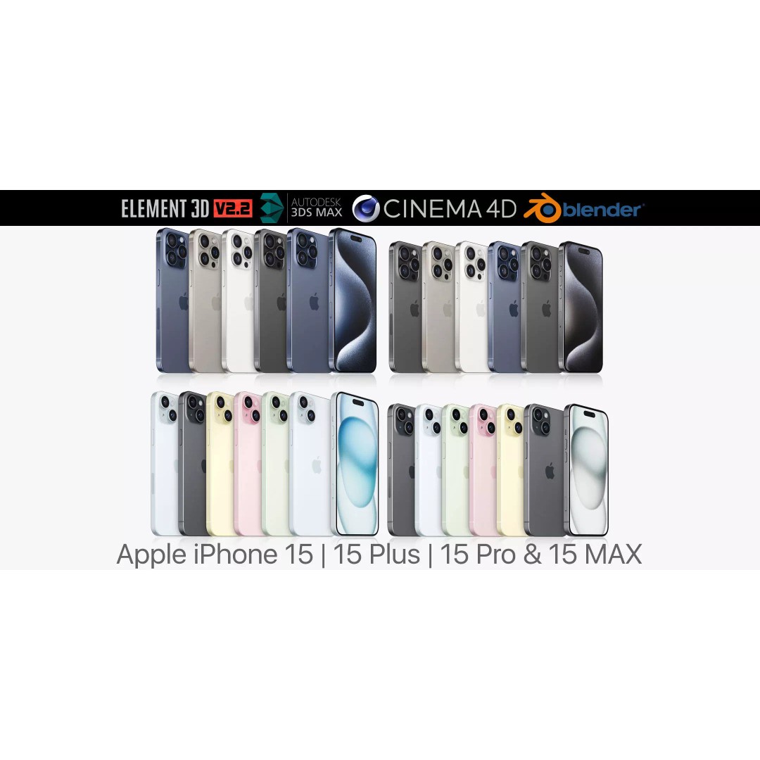 Apple iPhone 15 3D Model – Realistic Phone Asset, PBR Textures - View 2