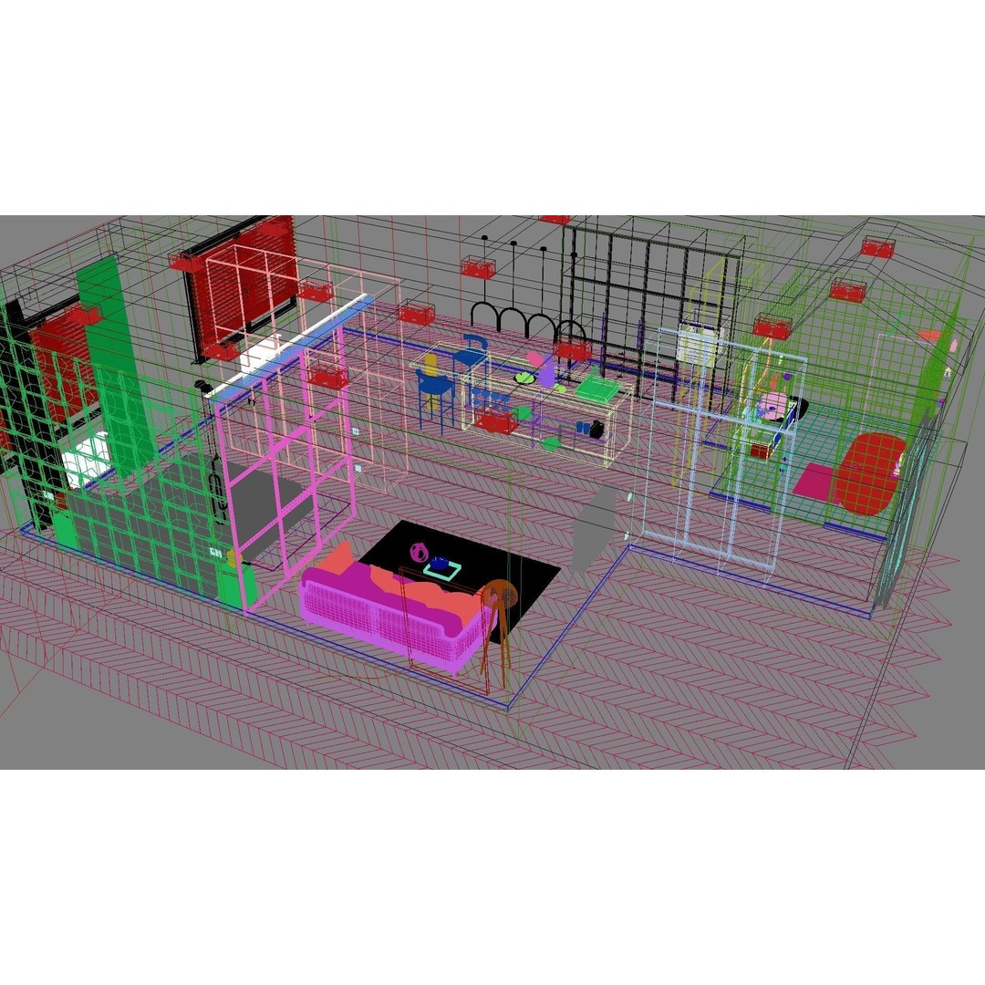 Modern Residential Interior 3D Model – High Quality Apartment Scene, FBX & OBJ - View 25