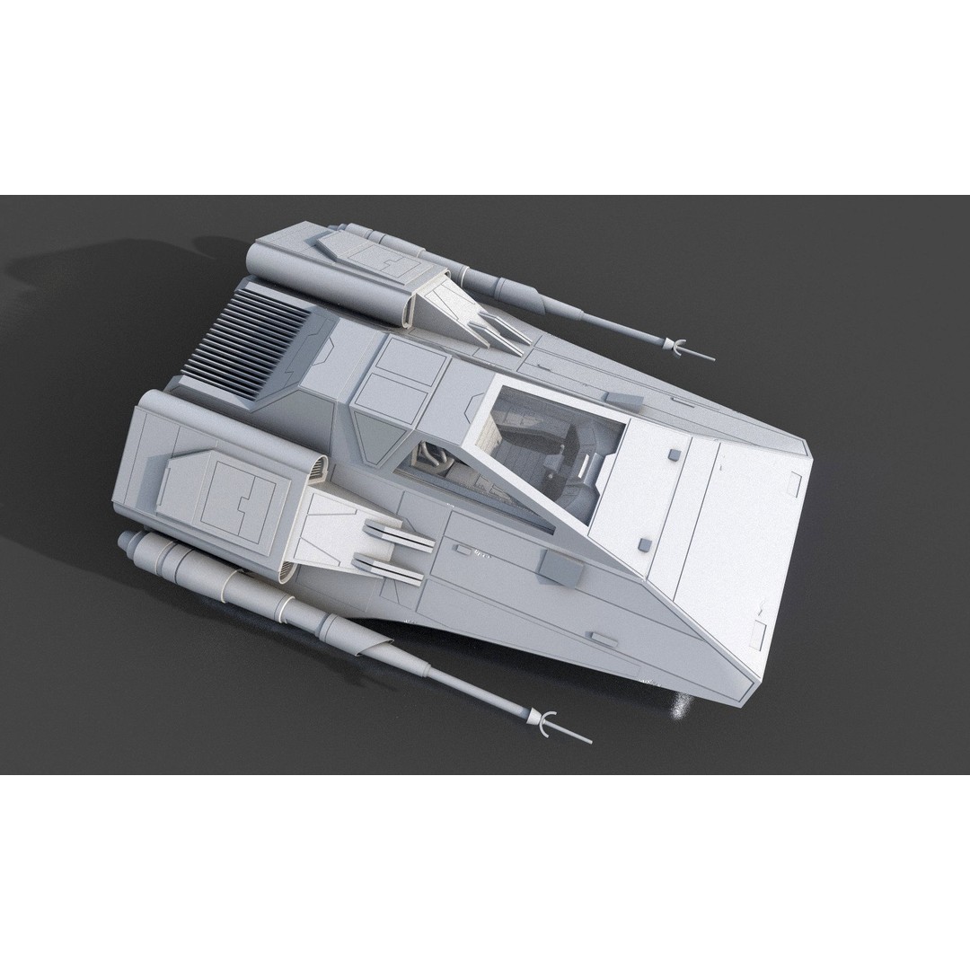 Airspeeder 3D Model – Low Poly Sci-Fi Vehicle, FBX, Game Ready - View 11