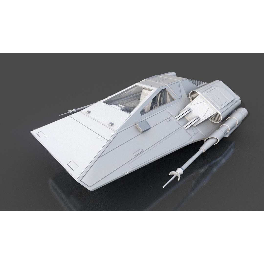 Airspeeder 3D Model – Low Poly Sci-Fi Vehicle, FBX, Game Ready - View 12