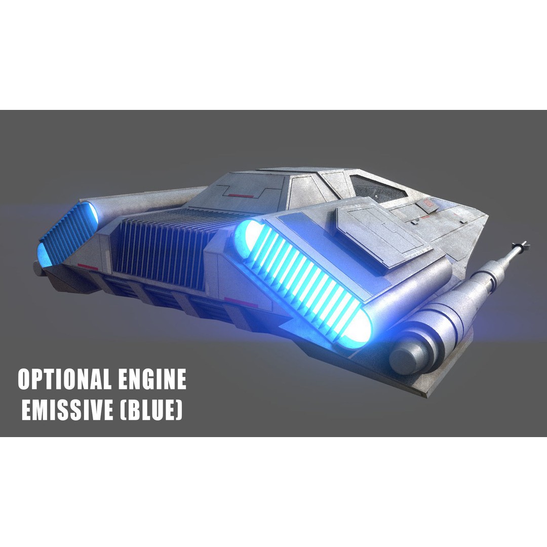 Airspeeder 3D Model – Low Poly Sci-Fi Vehicle, FBX, Game Ready - View 13