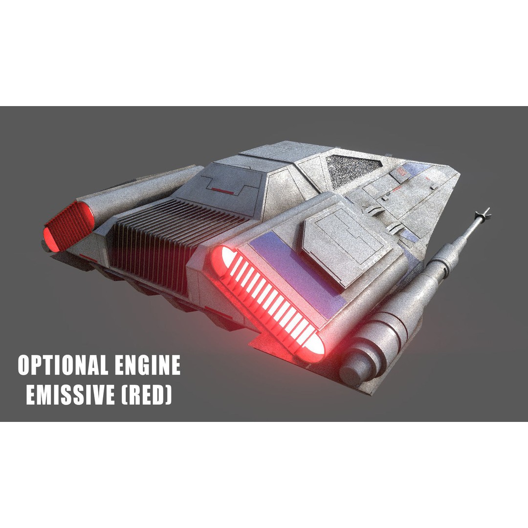 Airspeeder 3D Model – Low Poly Sci-Fi Vehicle, FBX, Game Ready - View 14