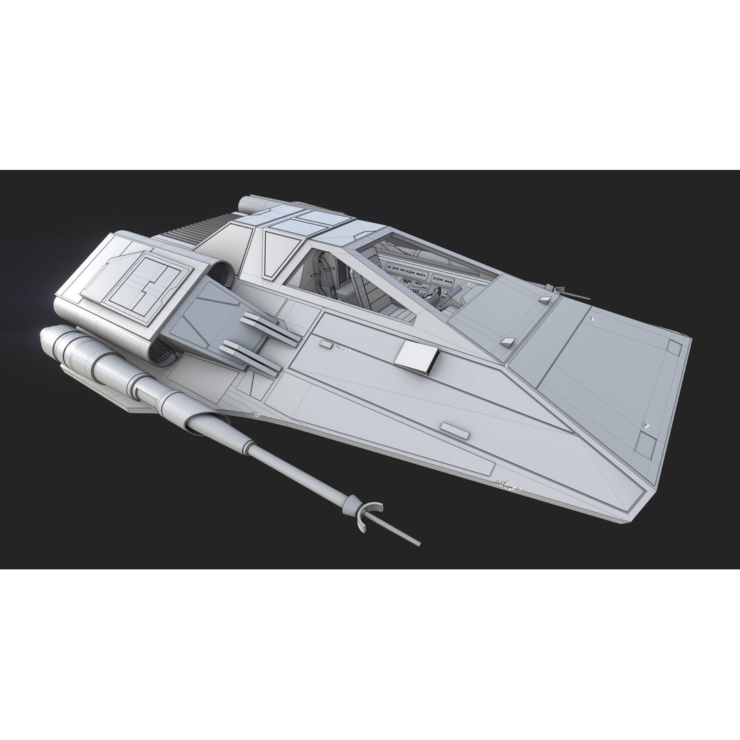 Airspeeder 3D Model – Low Poly Sci-Fi Vehicle, FBX, Game Ready - View 15