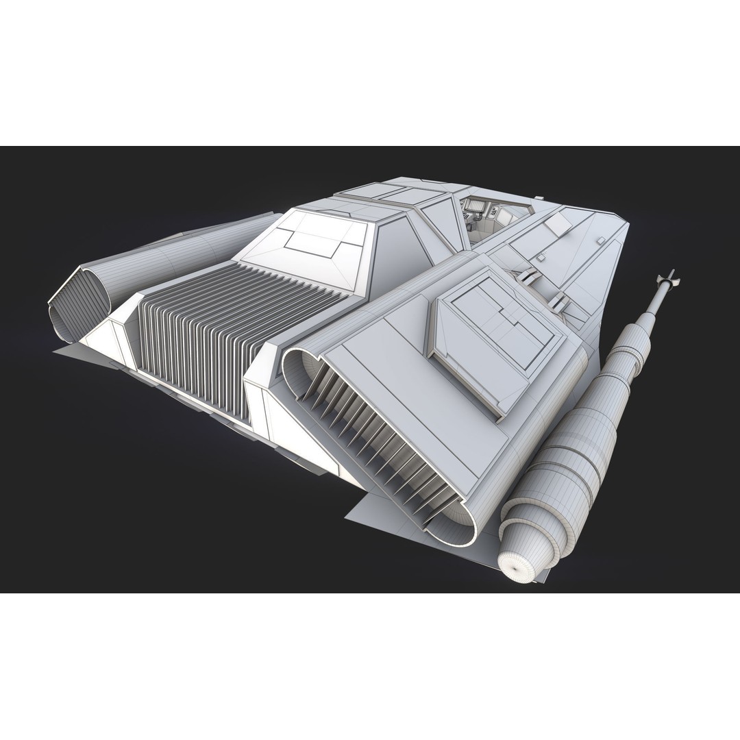 Airspeeder 3D Model – Low Poly Sci-Fi Vehicle, FBX, Game Ready - View 16