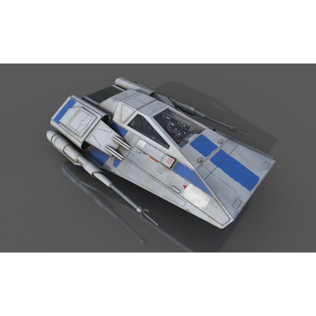 Airspeeder 3D Model – Low Poly Sci-Fi Vehicle, FBX, Game Ready - View 19