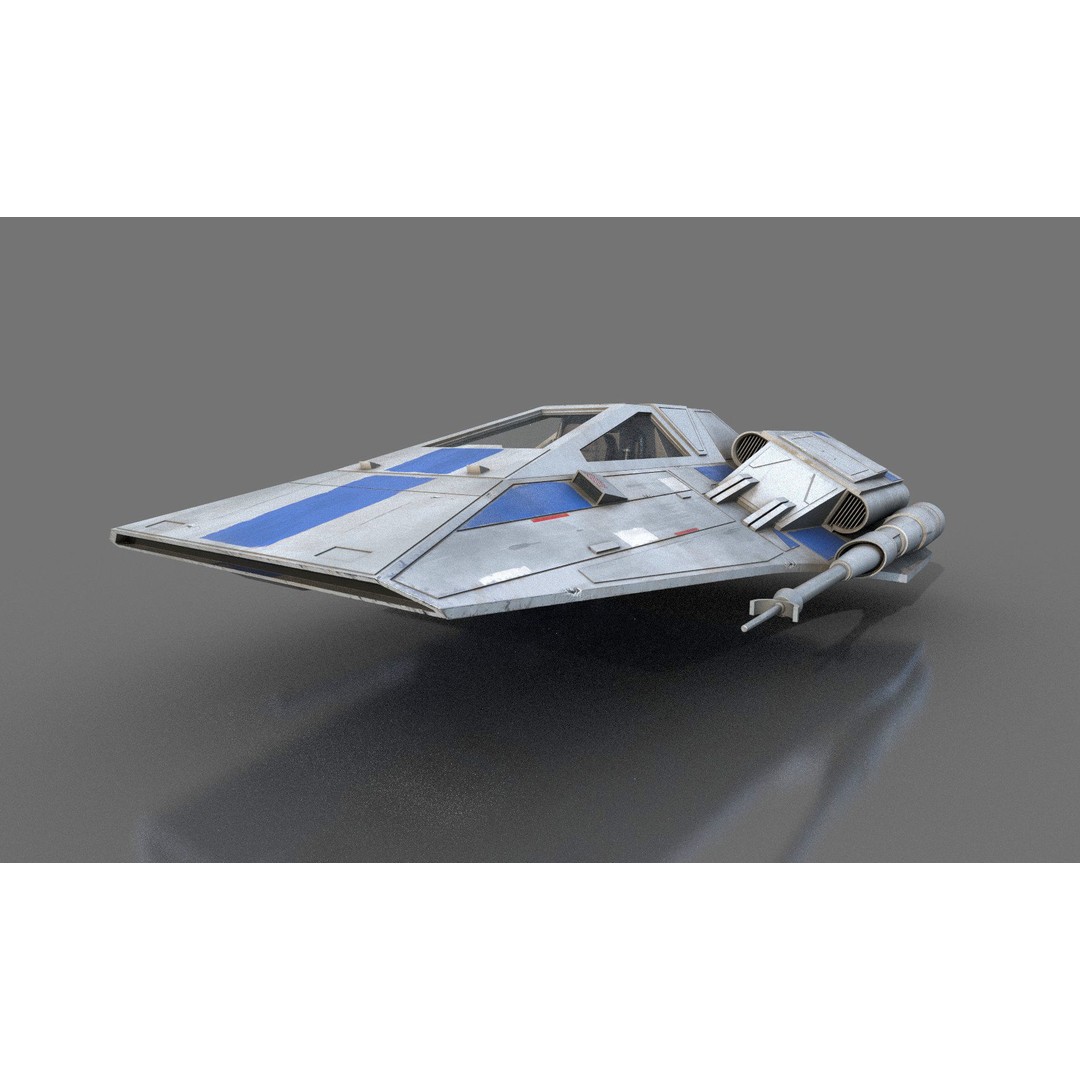Airspeeder 3D Model – Low Poly Sci-Fi Vehicle, FBX, Game Ready - View 21
