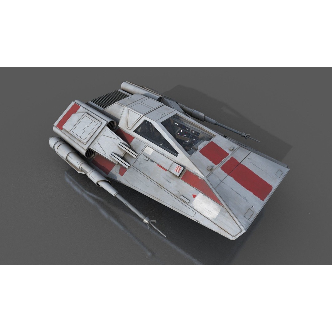 Airspeeder 3D Model – Low Poly Sci-Fi Vehicle, FBX, Game Ready - View 28
