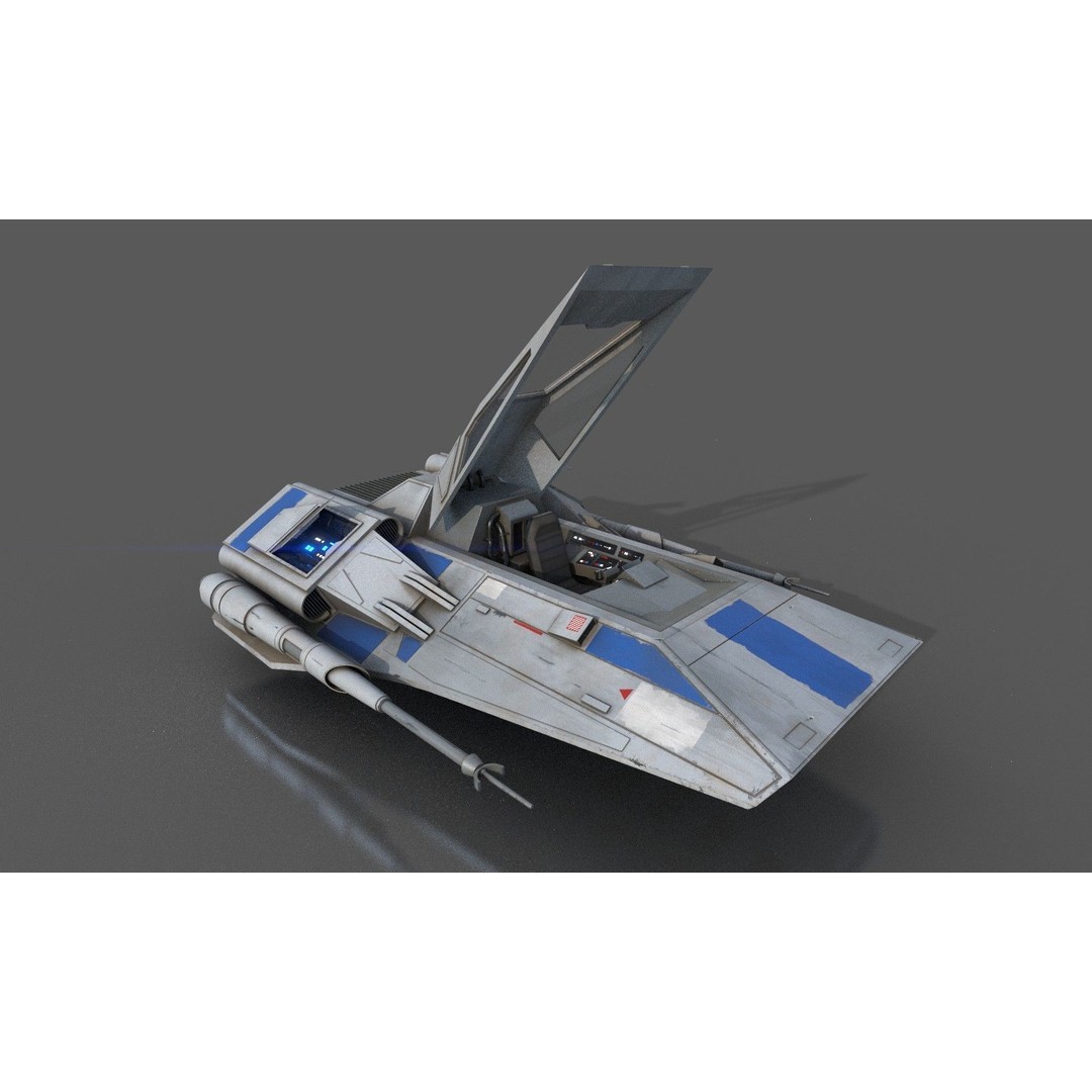 Airspeeder 3D Model – Low Poly Sci-Fi Vehicle, FBX, Game Ready - View 30