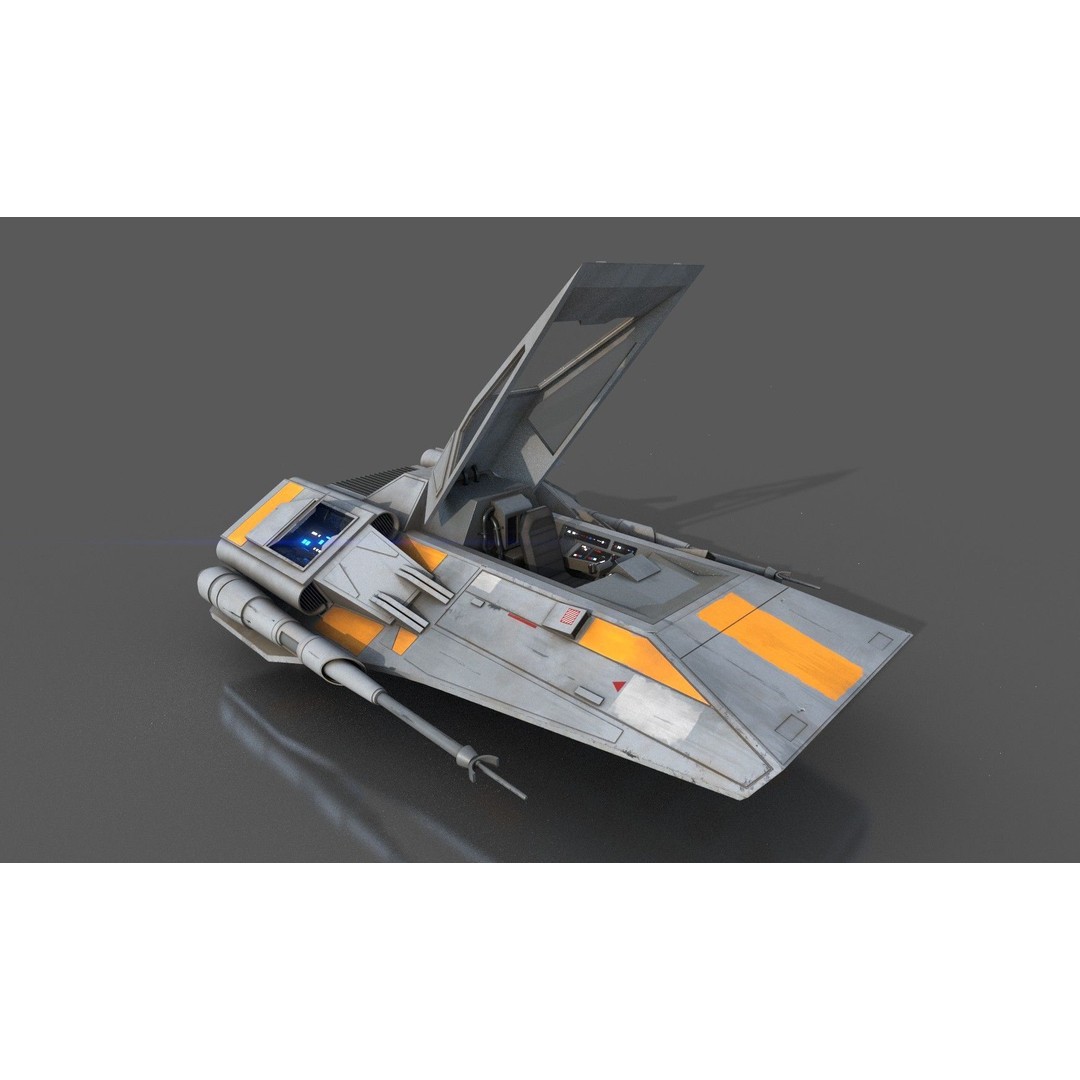 Airspeeder 3D Model – Low Poly Sci-Fi Vehicle, FBX, Game Ready - View 32