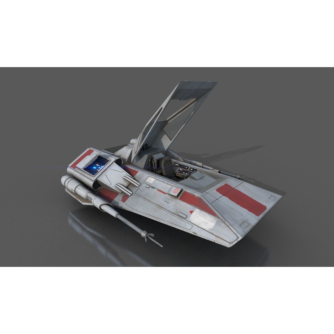 Airspeeder 3D Model – Low Poly Sci-Fi Vehicle, FBX, Game Ready - View 33