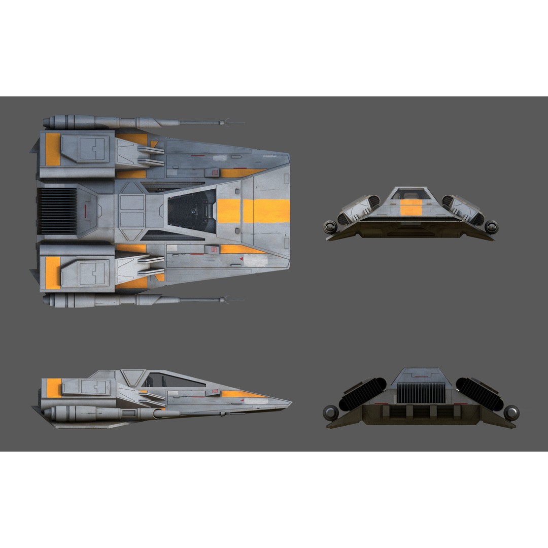 Airspeeder 3D Model – Low Poly Sci-Fi Vehicle, FBX, Game Ready - View 34
