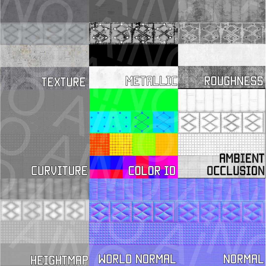 Scifi Thermal and Metal Trim Texture 3D Model – PBR Textures, FBX