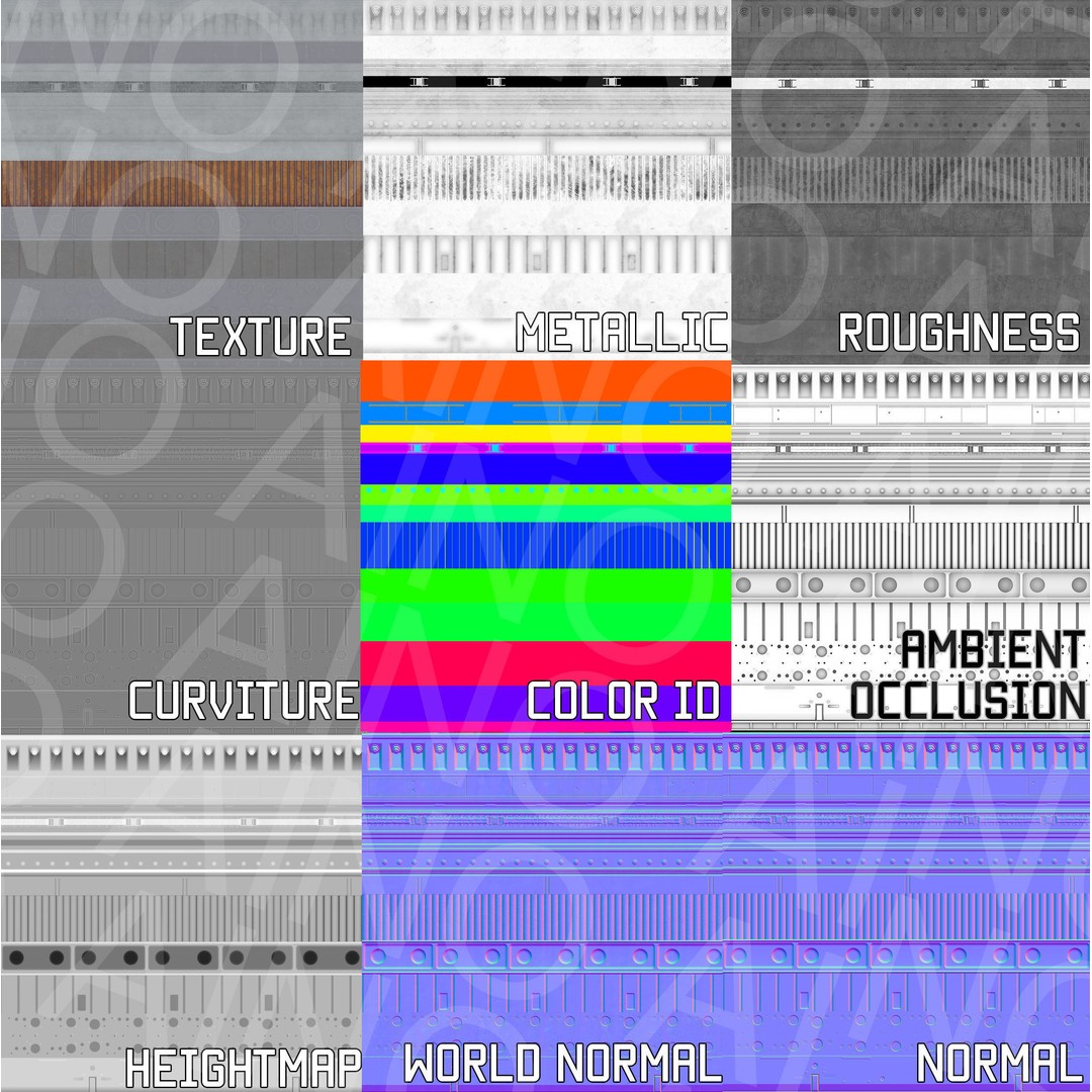 Scifi Thermal and Metal Trim Texture 3D Model – PBR Textures, FBX - View 10