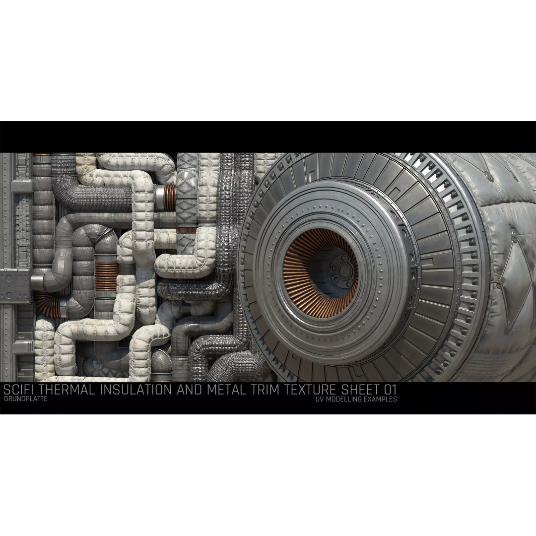 Scifi Thermal and Metal Trim Texture 3D Model – PBR Textures, FBX - View 2