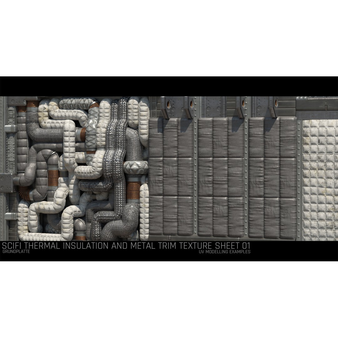 Scifi Thermal and Metal Trim Texture 3D Model – PBR Textures, FBX - View 4