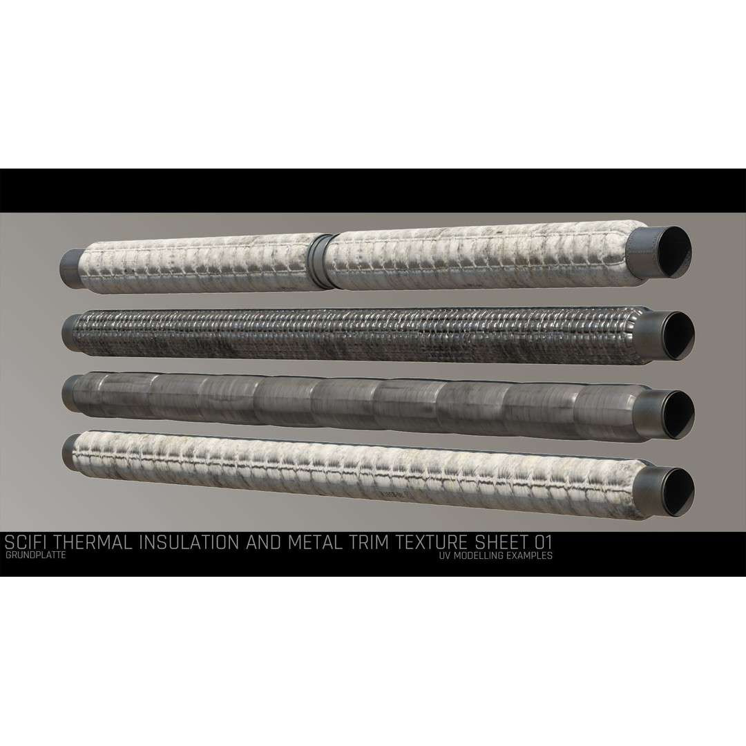 Scifi Thermal and Metal Trim Texture 3D Model – PBR Textures, FBX - View 6