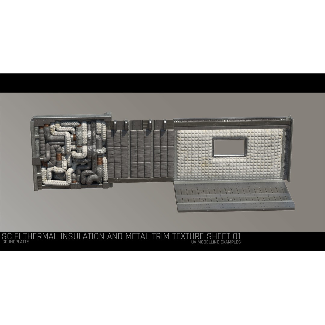 Scifi Thermal and Metal Trim Texture 3D Model – PBR Textures, FBX - View 7