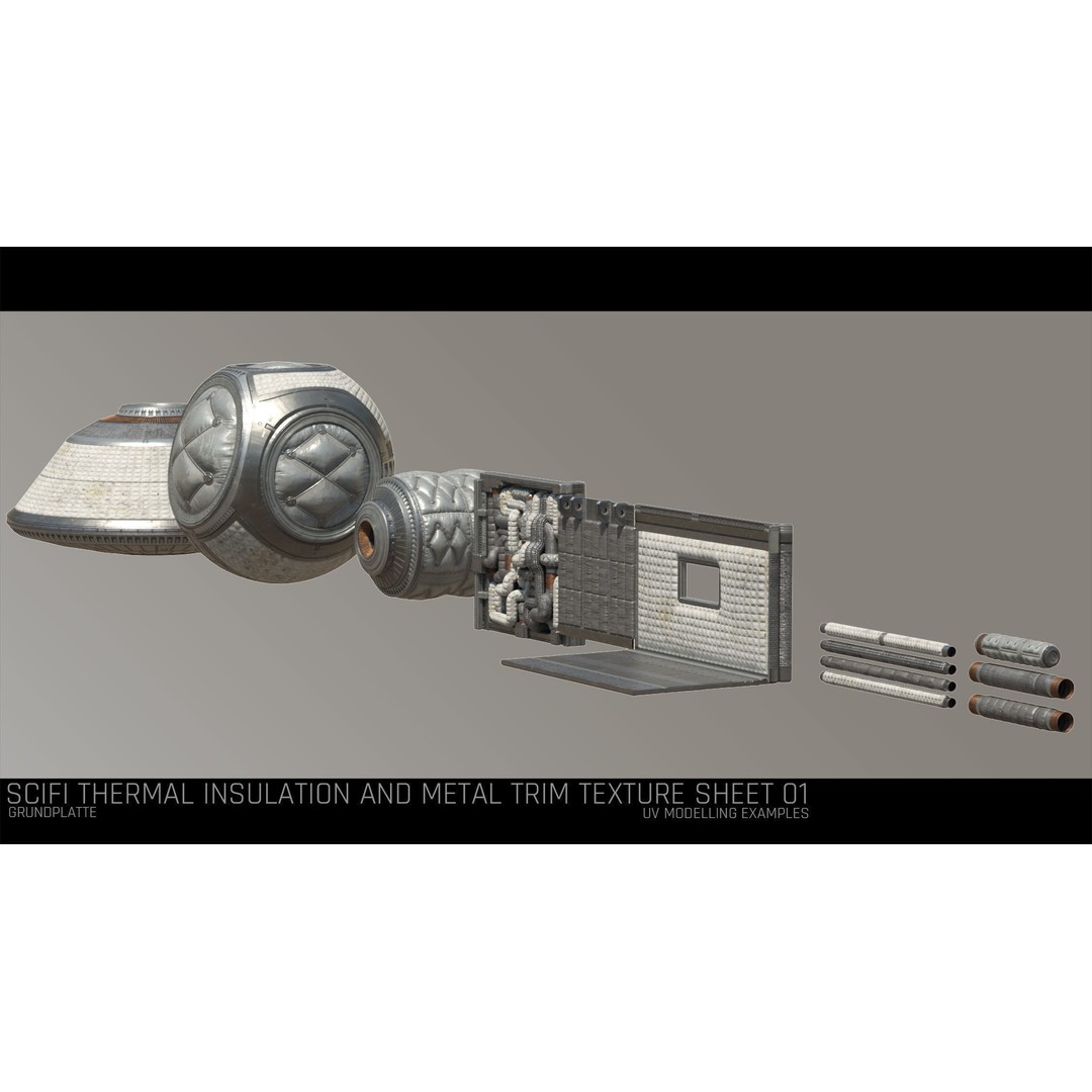 Scifi Thermal and Metal Trim Texture 3D Model – PBR Textures, FBX - View 8