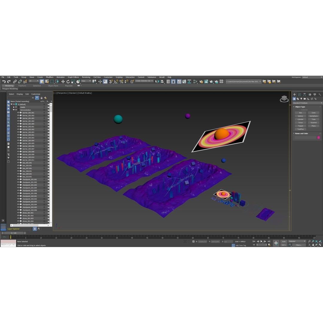 Platformer 10 Neon 3D Model – Low Poly Sci-Fi Game Asset, FBX