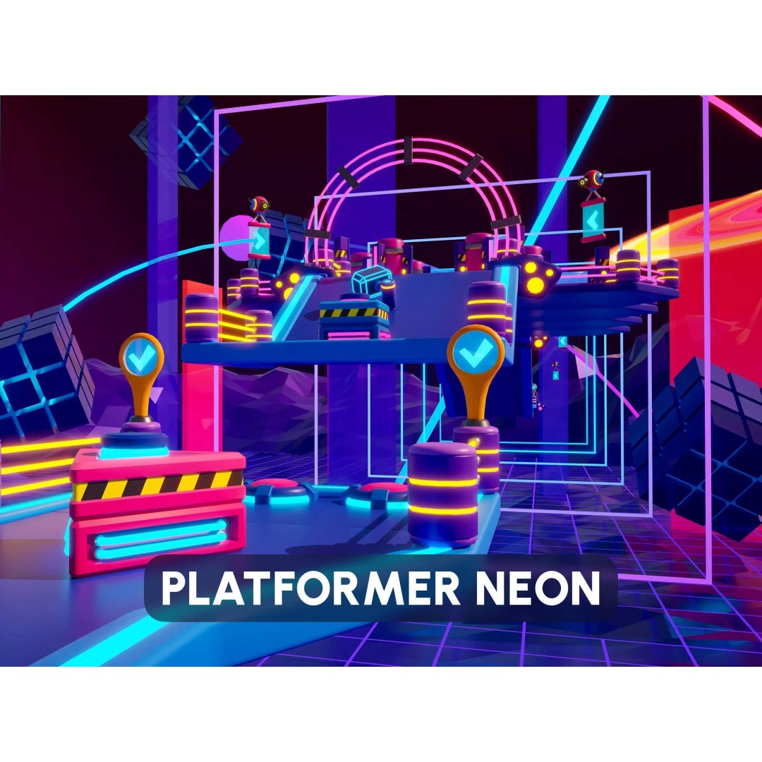 Platformer 10 Neon 3D Model – Low Poly Sci-Fi Game Asset, FBX - View 2