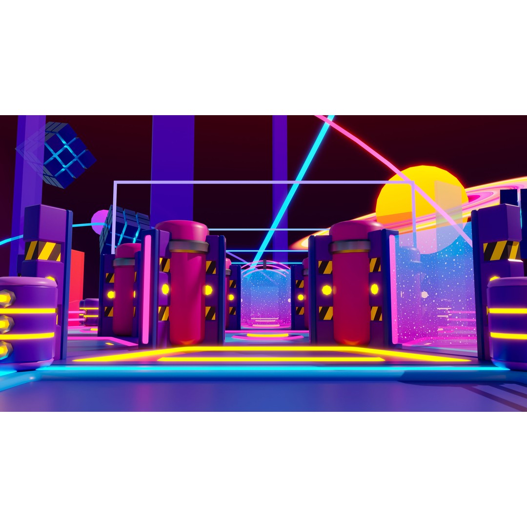 Platformer 10 Neon 3D Model – Low Poly Sci-Fi Game Asset, FBX - View 23