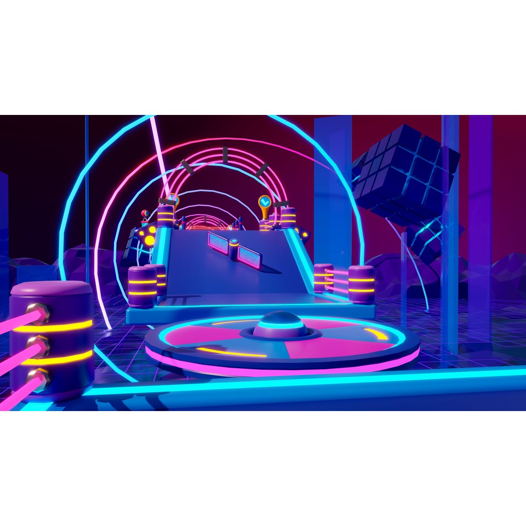 Platformer 10 Neon 3D Model – Low Poly Sci-Fi Game Asset, FBX - View 33