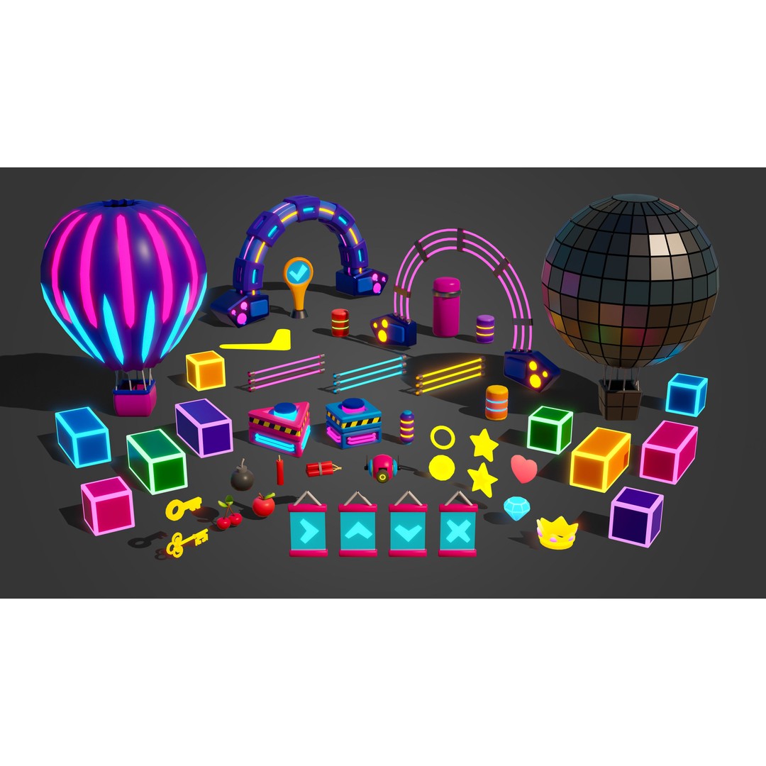 Platformer 10 Neon 3D Model – Low Poly Sci-Fi Game Asset, FBX - View 34