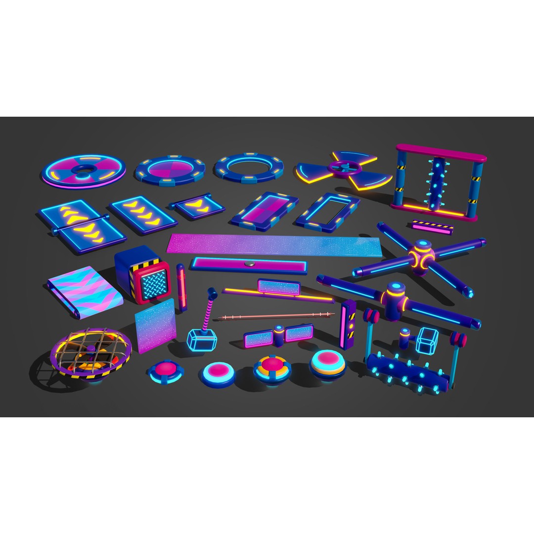 Platformer 10 Neon 3D Model – Low Poly Sci-Fi Game Asset, FBX - View 35
