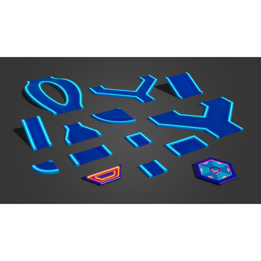 Platformer 10 Neon 3D Model – Low Poly Sci-Fi Game Asset, FBX - View 37