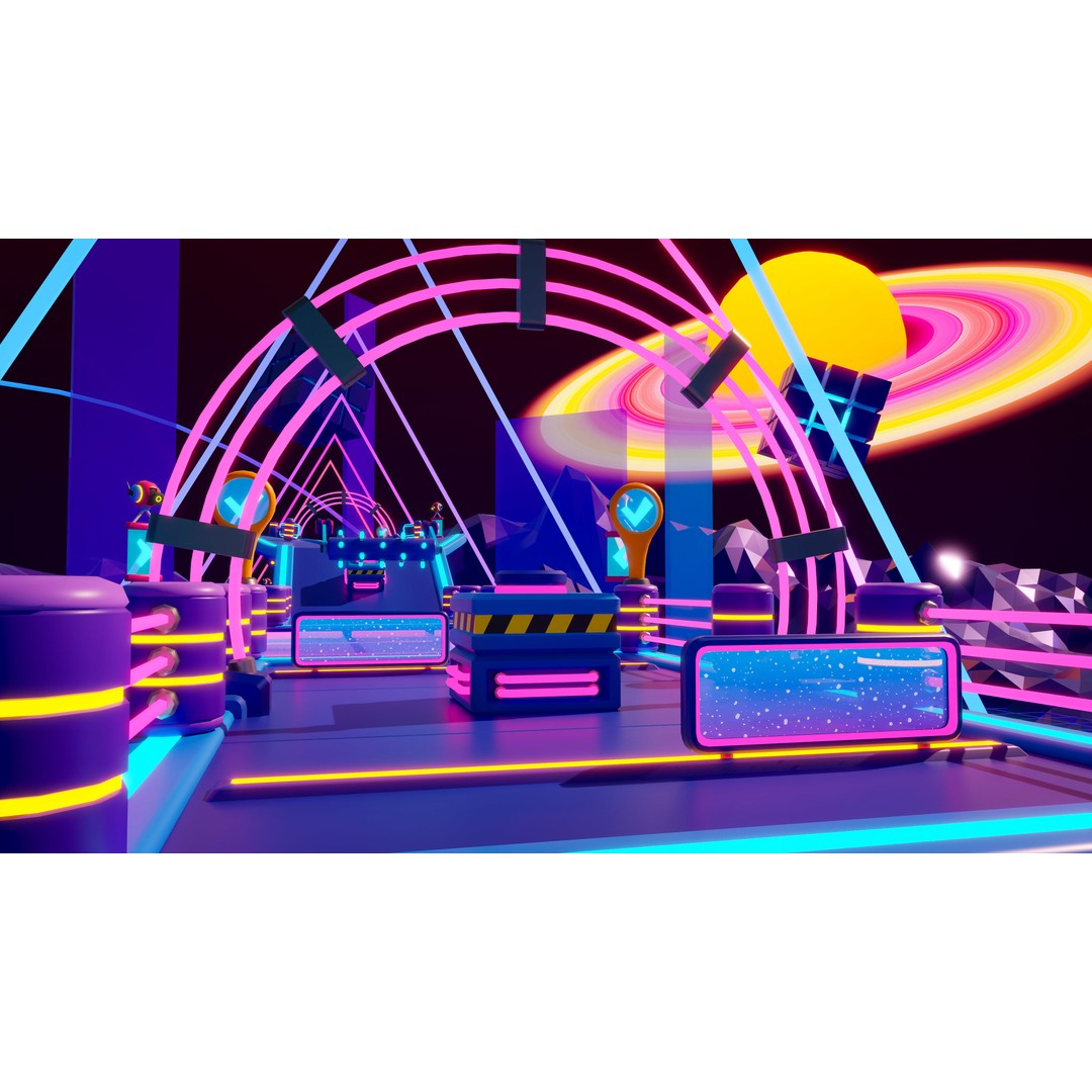 Platformer 10 Neon 3D Model – Low Poly Sci-Fi Game Asset, FBX - View 4
