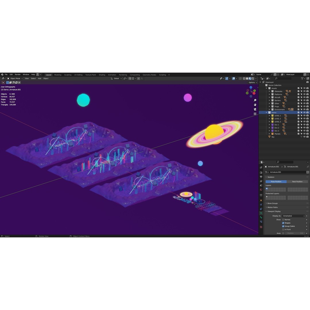Platformer 10 Neon 3D Model – Low Poly Sci-Fi Game Asset, FBX - View 40