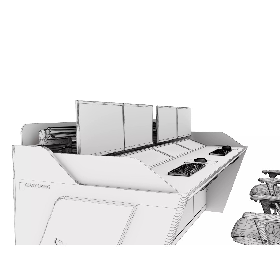 Control Room Desk 3D Model – Low Poly Interior Furniture, FBX, OBJ