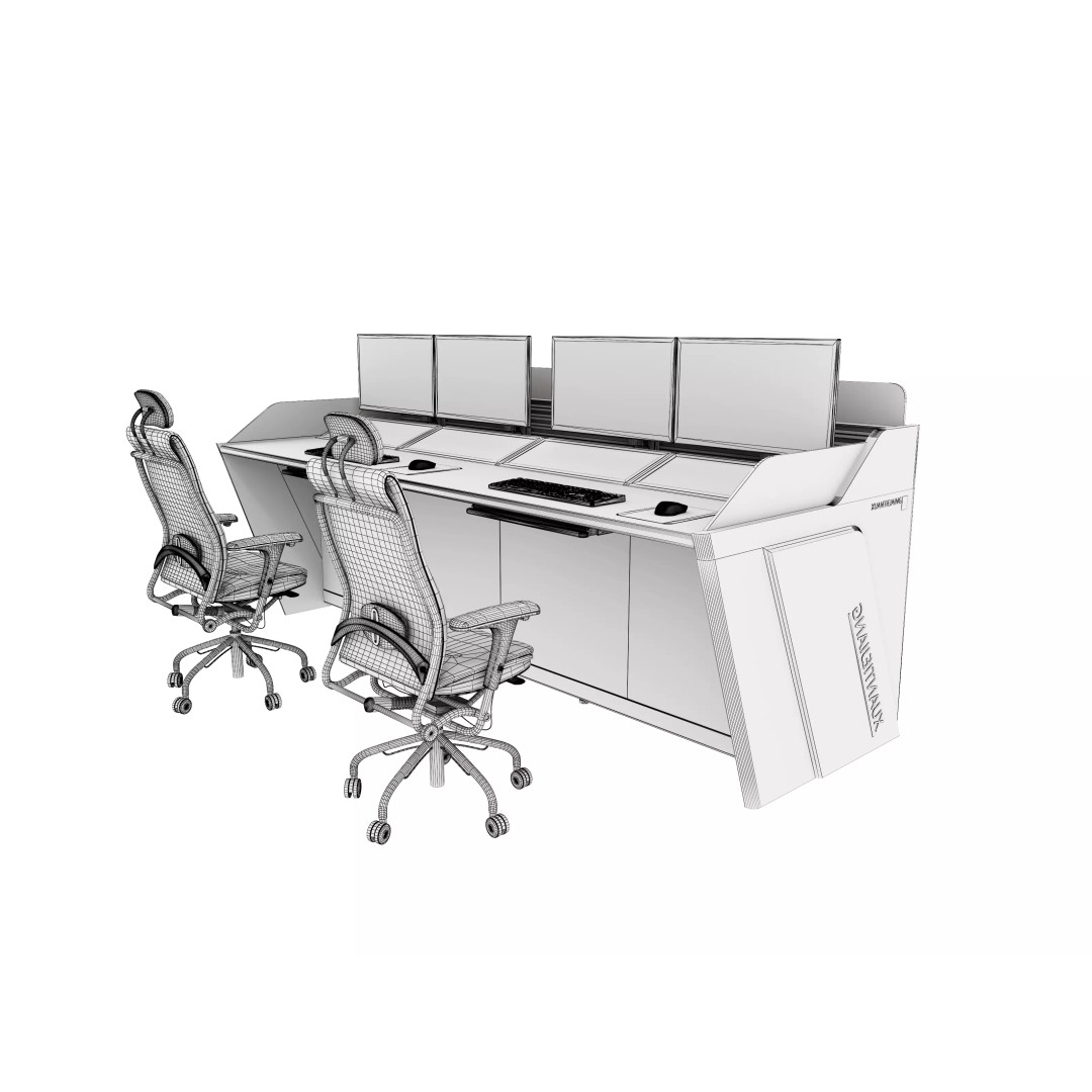 Control Room Desk 3D Model – Low Poly Interior Furniture, FBX, OBJ - View 15