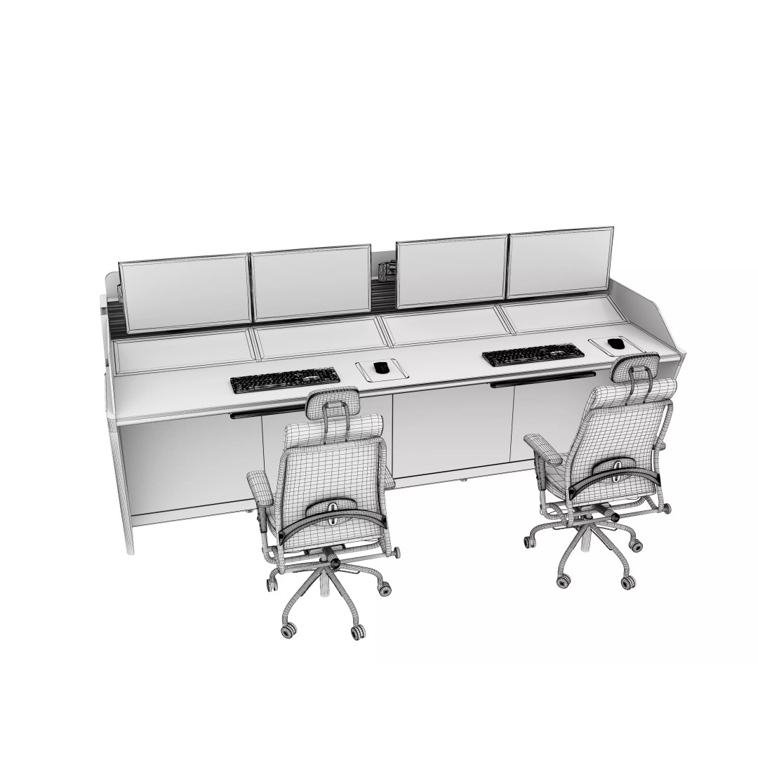 Control Room Desk 3D Model – Low Poly Interior Furniture, FBX, OBJ - View 16