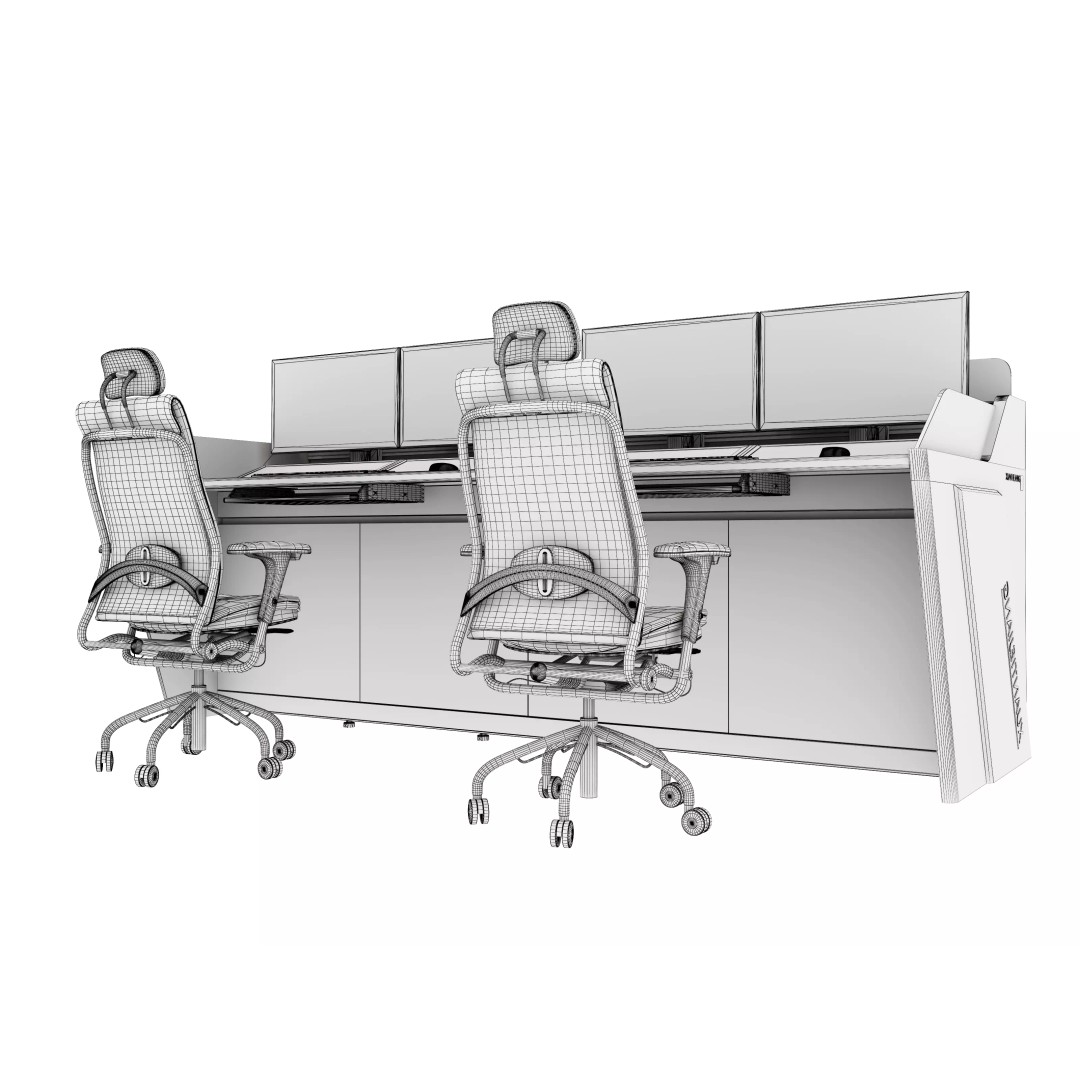 Control Room Desk 3D Model – Low Poly Interior Furniture, FBX, OBJ - View 17