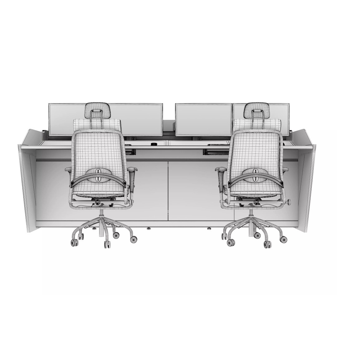 Control Room Desk 3D Model – Low Poly Interior Furniture, FBX, OBJ - View 18