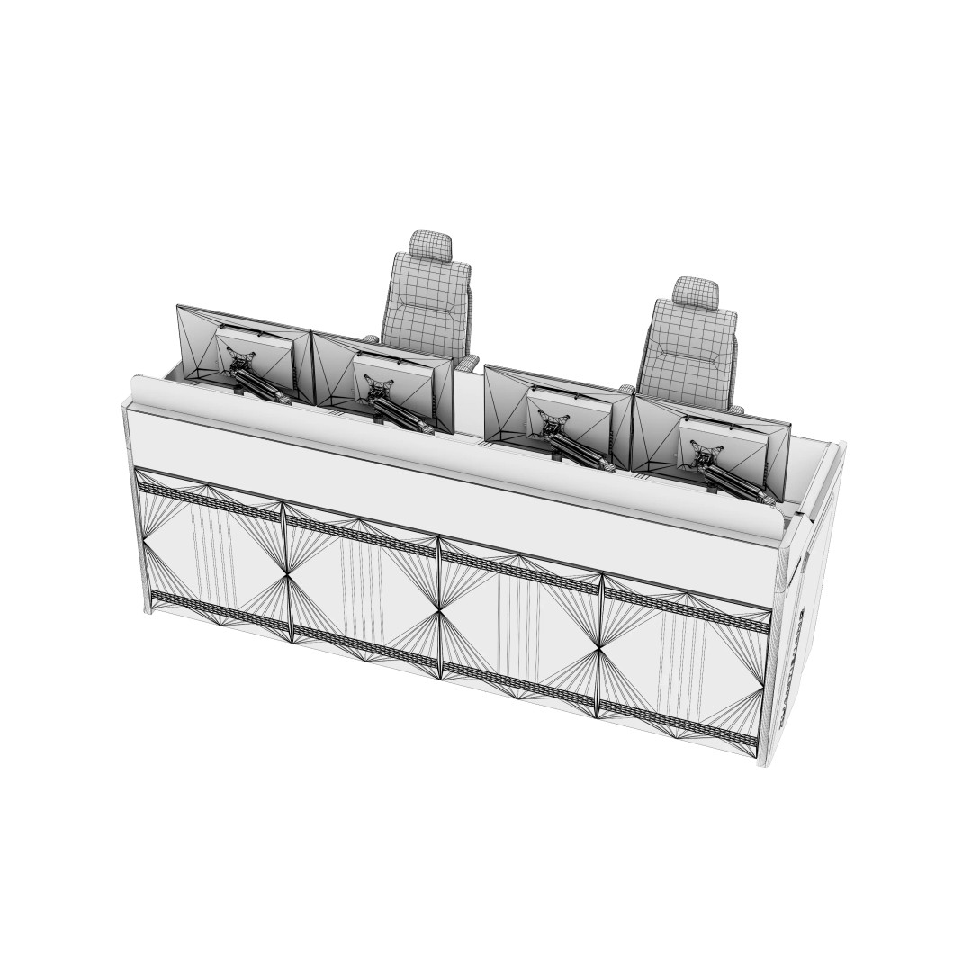 Control Room Desk 3D Model – Low Poly Interior Furniture, FBX, OBJ - View 20