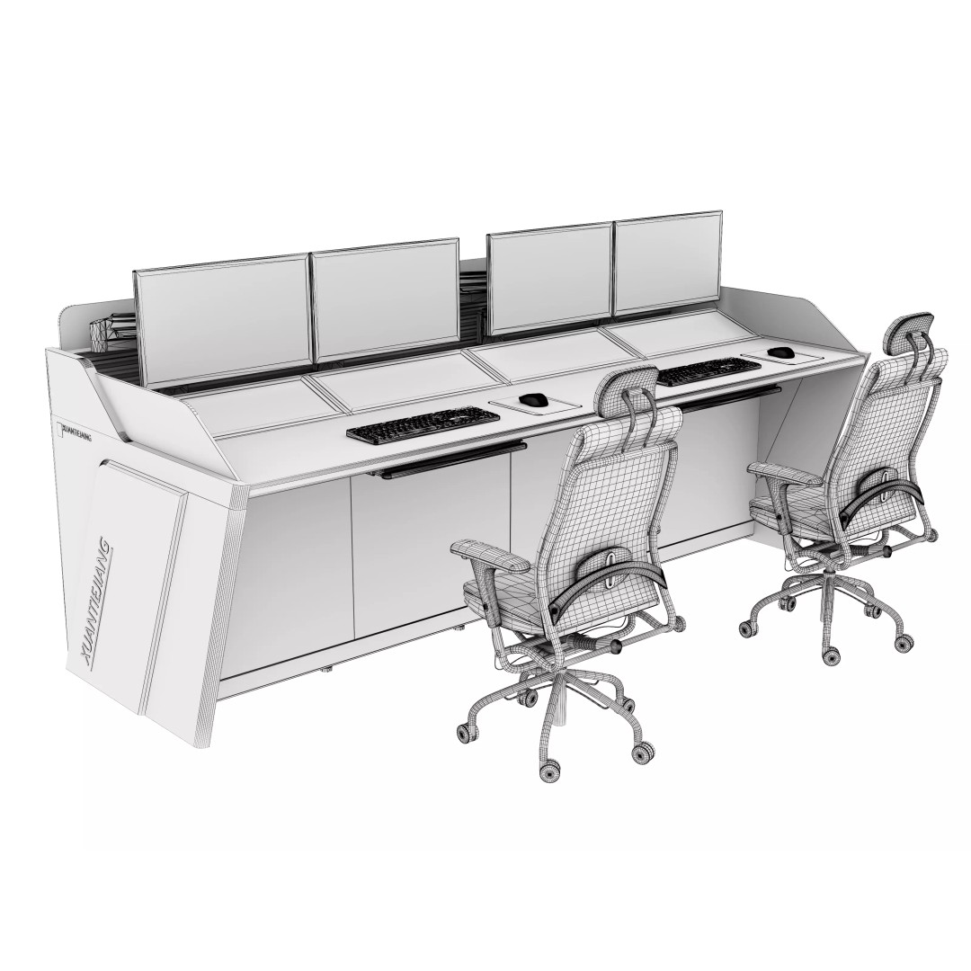 Control Room Desk 3D Model – Low Poly Interior Furniture, FBX, OBJ - View 22