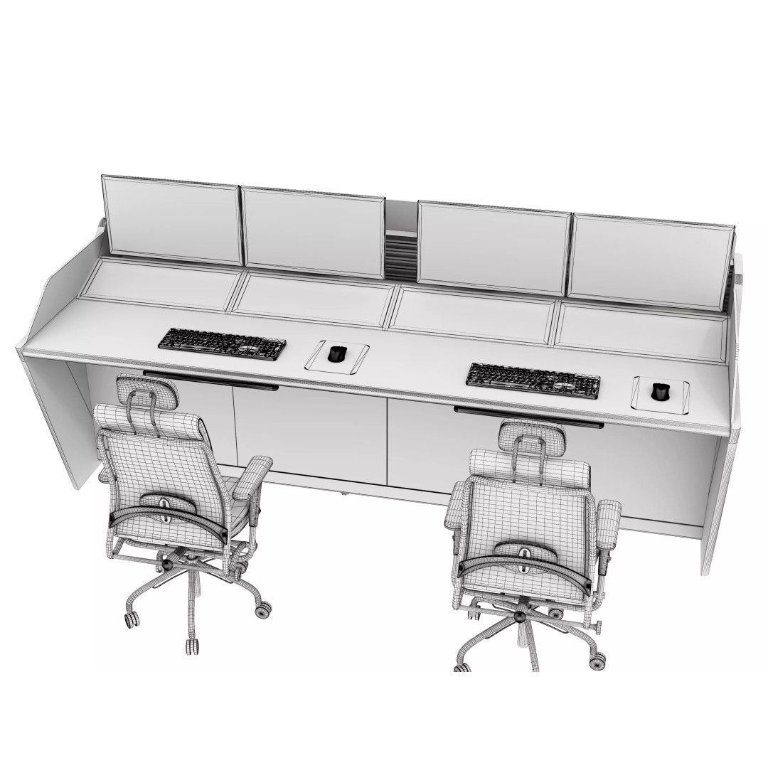 Control Room Desk 3D Model – Low Poly Interior Furniture, FBX, OBJ - View 23