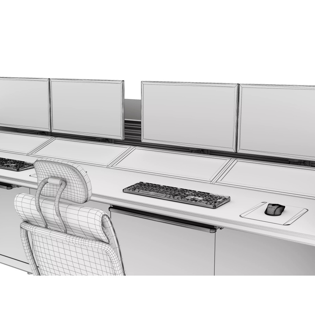 Control Room Desk 3D Model – Low Poly Interior Furniture, FBX, OBJ - View 24