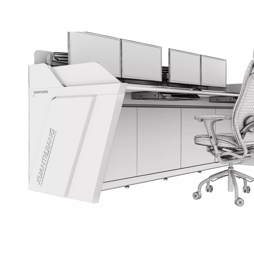 Control Room Desk 3D Model – Low Poly Interior Furniture, FBX, OBJ - View 25