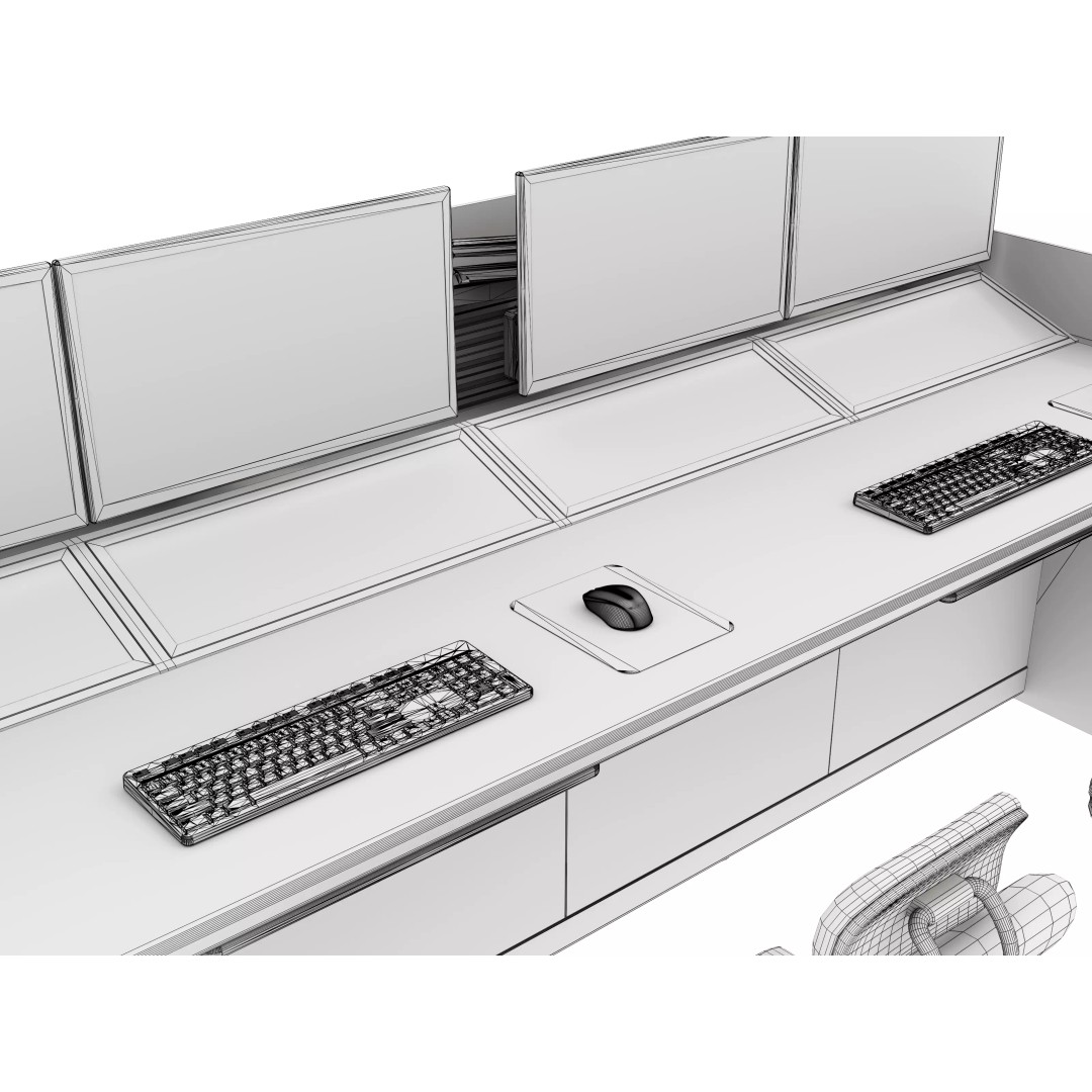 Control Room Desk 3D Model – Low Poly Interior Furniture, FBX, OBJ - View 26