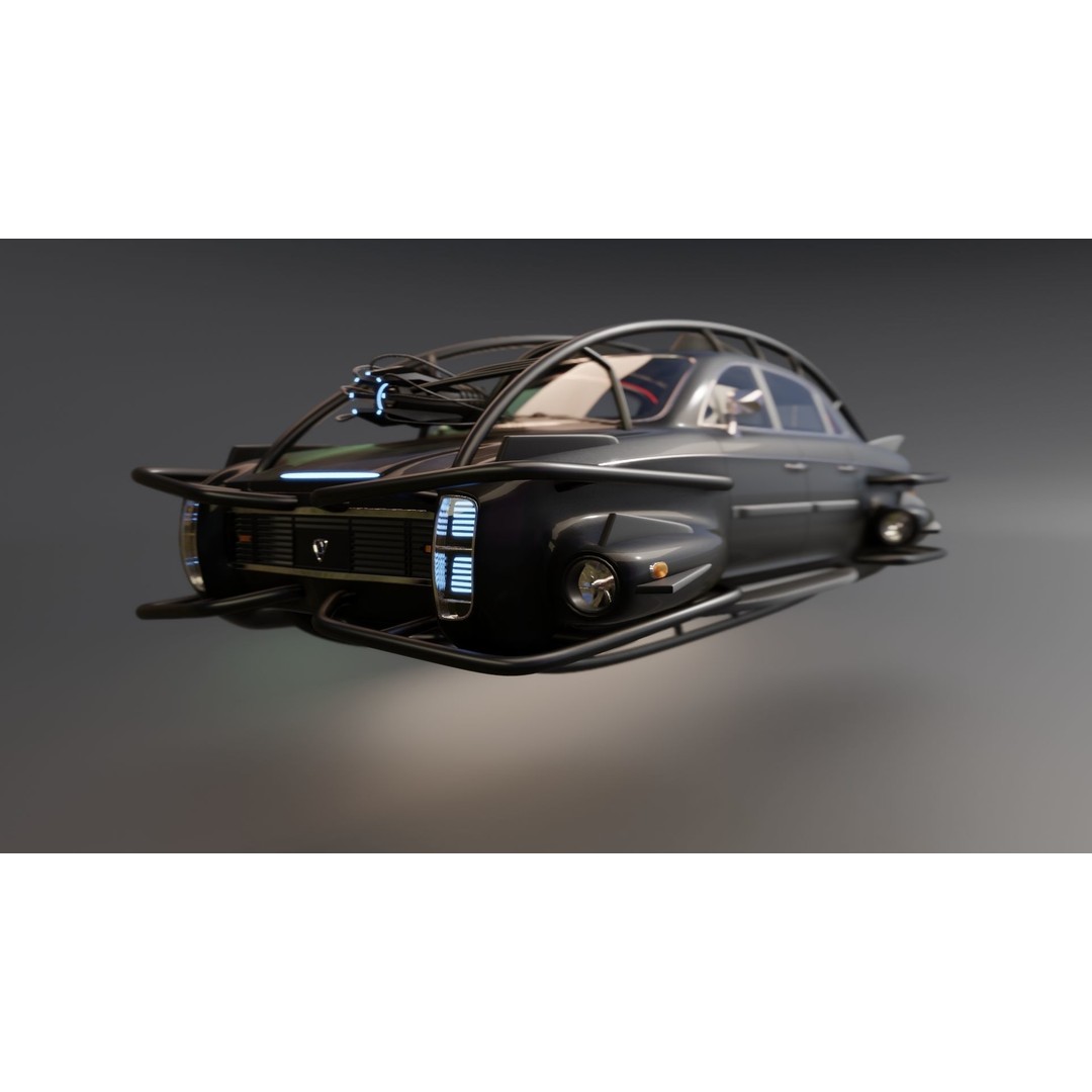 Affekta 300 3D Model – Low Poly Cyberpunk Retro Car, Game Ready - View 10