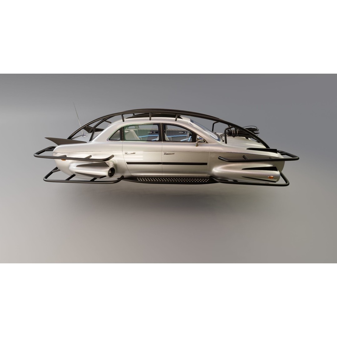 Affekta 300 3D Model – Low Poly Cyberpunk Retro Car, Game Ready - View 13