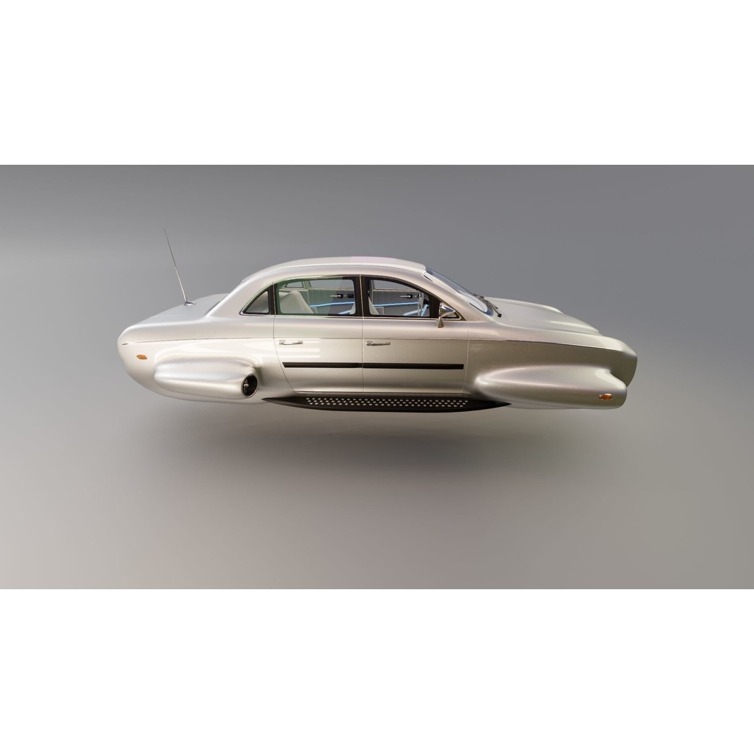 Affekta 300 3D Model – Low Poly Cyberpunk Retro Car, Game Ready - View 14