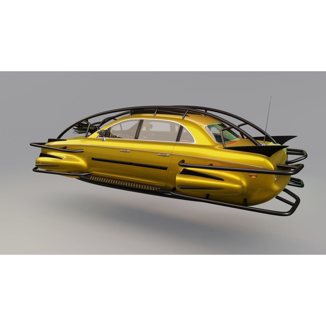 Affekta 300 3D Model – Low Poly Cyberpunk Retro Car, Game Ready - View 17