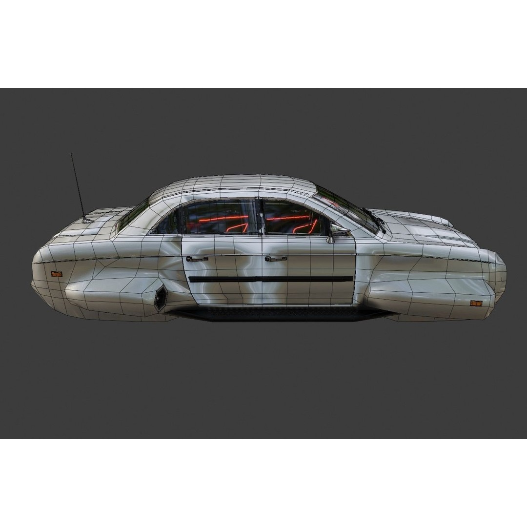 Affekta 300 3D Model – Low Poly Cyberpunk Retro Car, Game Ready - View 18
