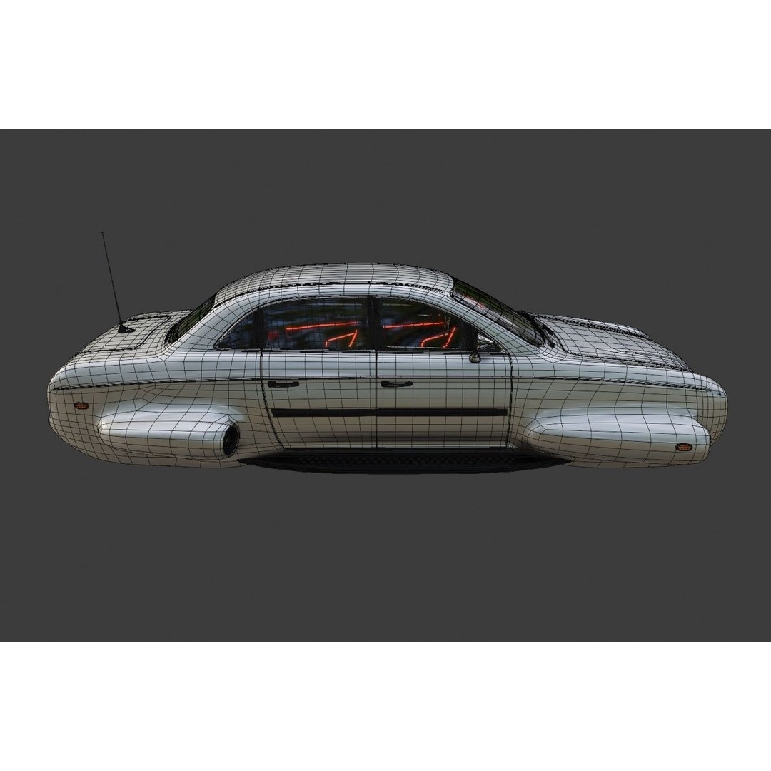 Affekta 300 3D Model – Low Poly Cyberpunk Retro Car, Game Ready - View 19